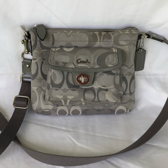 Coach Handbags - Coach signature canvas crossbody shopping bag EUC